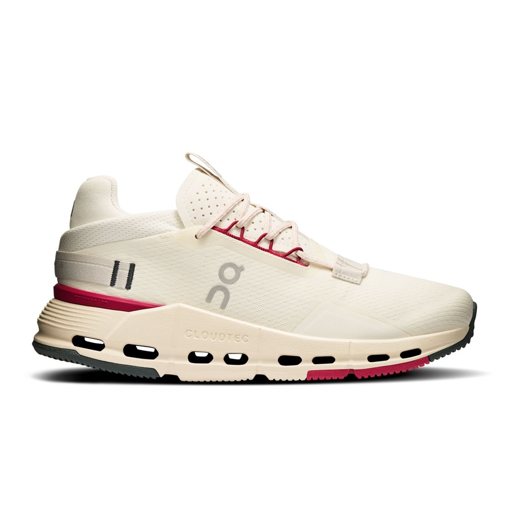 On Women's Cloudnova 2 Lifestyle Running Shoe, Ivory/Grenadine, Size 7.5 *NEW*